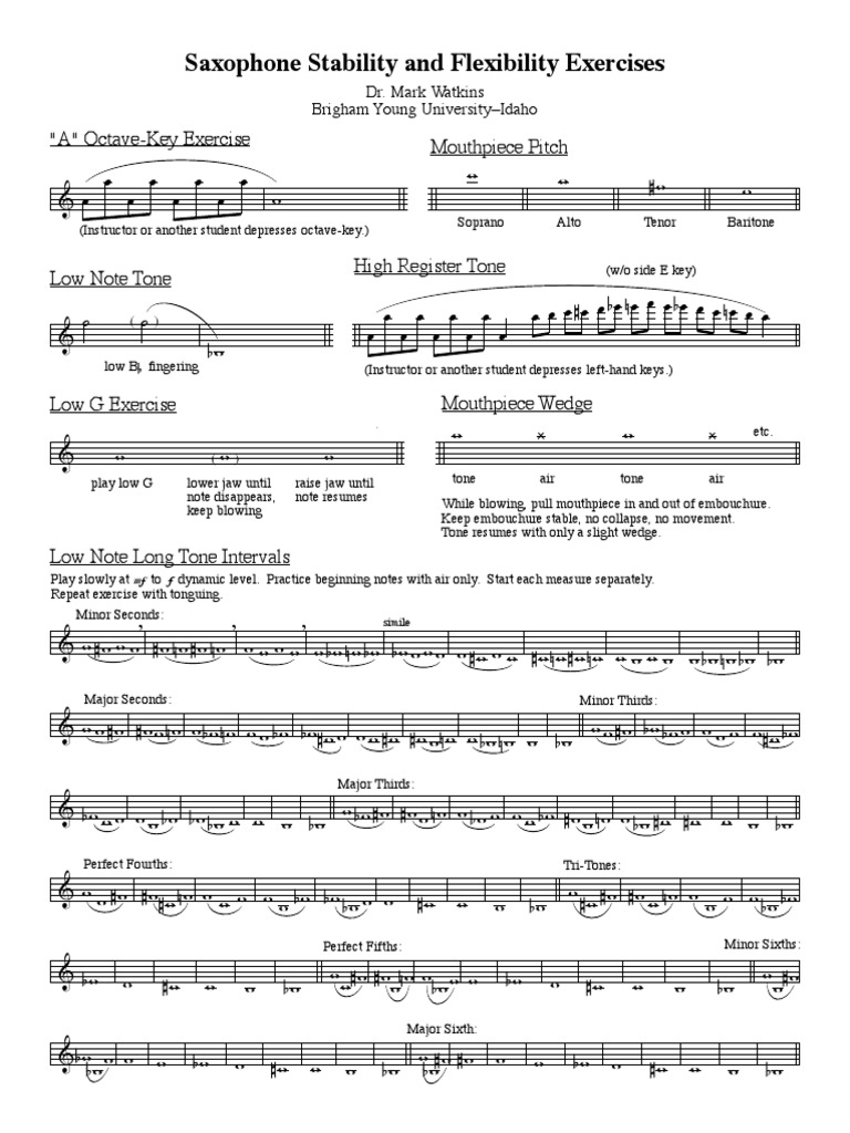 Saxophone Stability and Flexibility Exercises "A" OctaveKey Exercise