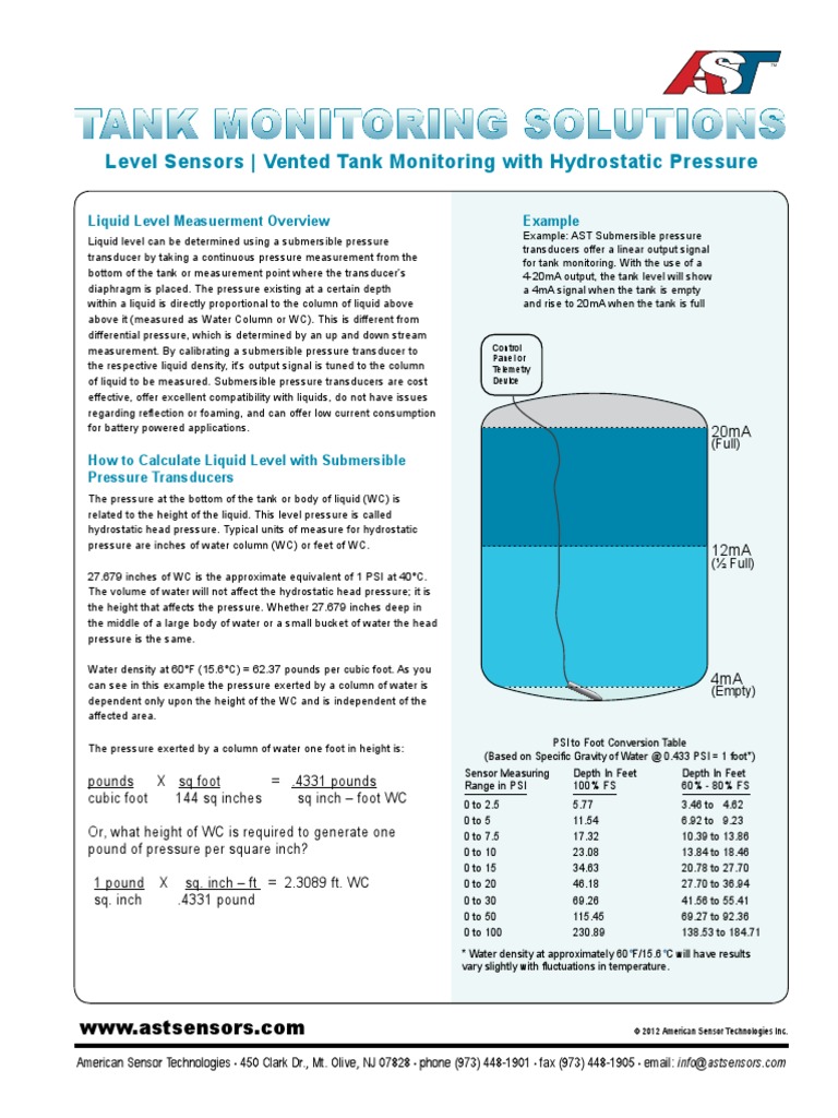 Tank Monitoring Level Sensor | PDF | Science & Mathematics | Technology ...