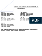 Escala de Professores e Auxiliares de Crianças Do Mês de Novembro