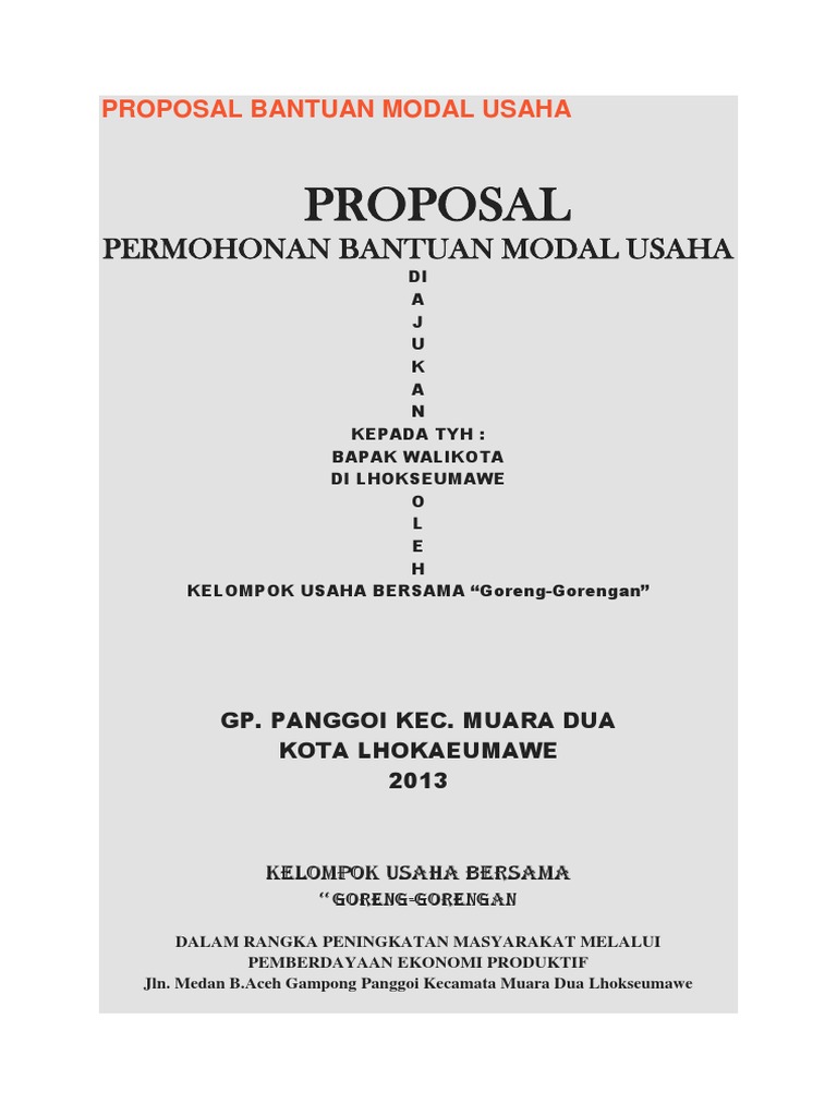 Proposal Bantuan Modal Usaha