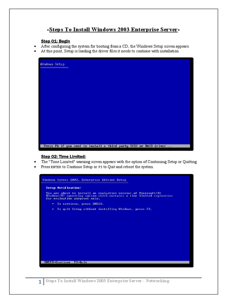 Install Guide for Windows 2003 Server | PDF | Windows Server 2003 | Ip ...