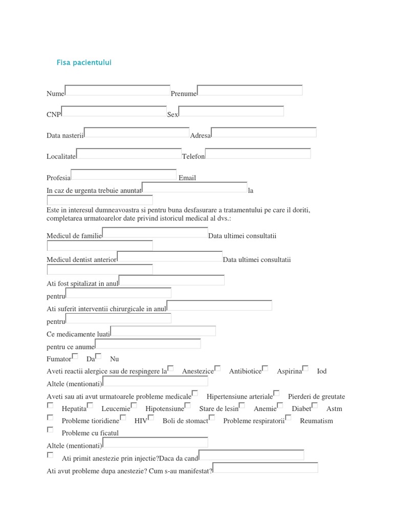 Fisa Pacientului | PDF