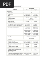 Specification Application Metric English: Engine Mechanical Specifications Y Car - LS1