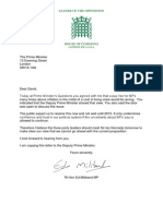 Ed Miliband letter to David Cameron on MPs' pay