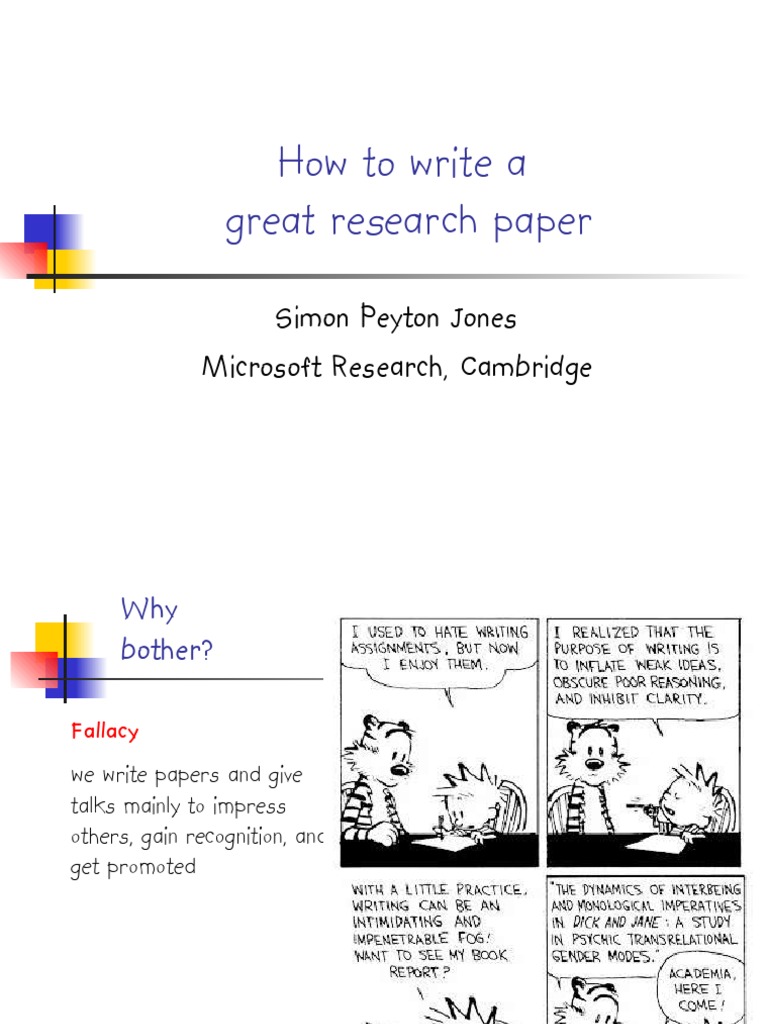 how to write a great research paper simon peyton jones