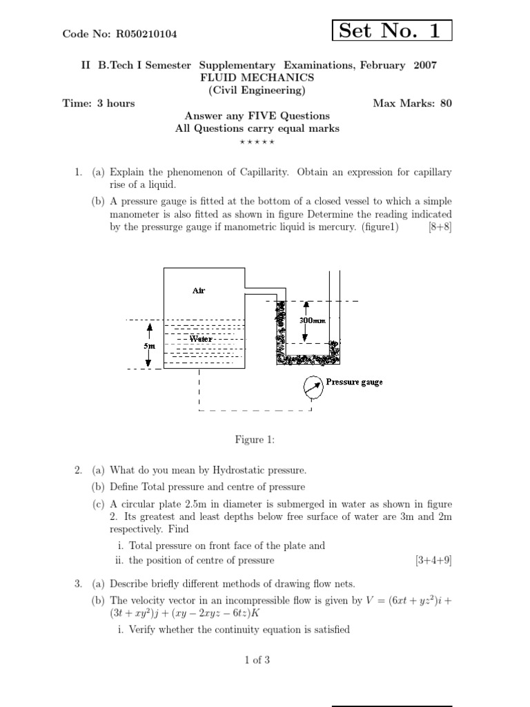 r050210104 Fluid Mechanics | PDF | Boundary Layer | Fluid Mechanics