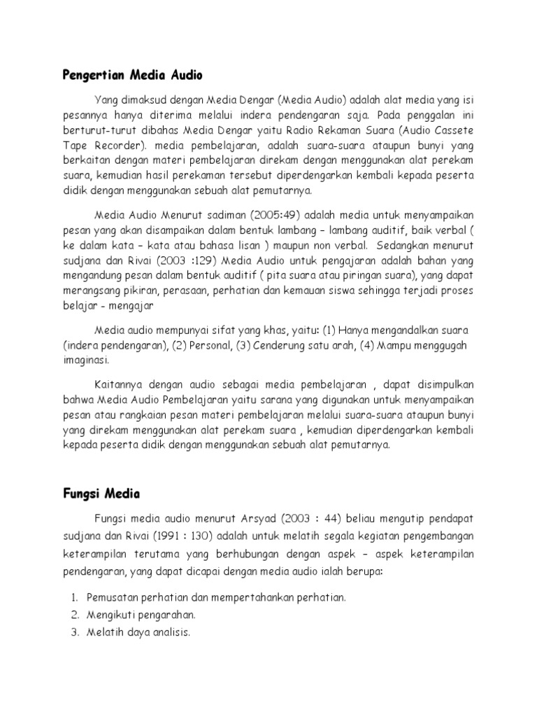 Pengertian Media Audio