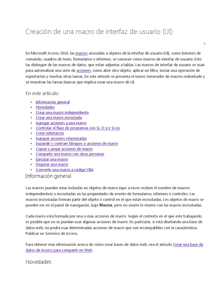 Creación de Una Macro de Interfaz de Usuario | PDF | Macro (informática ...