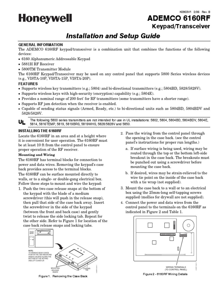 Honeywell 6160rf Installation Manual and Setup Guide | PDF
