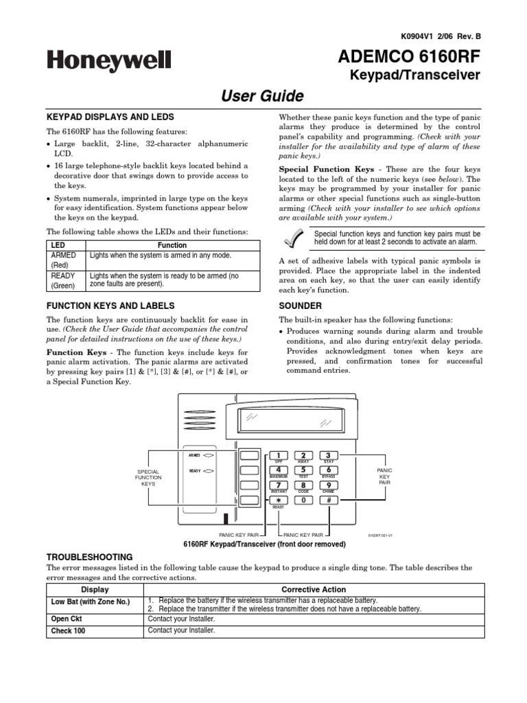 honeywell-6160rf-user-guide-pdf-transmitter-radio