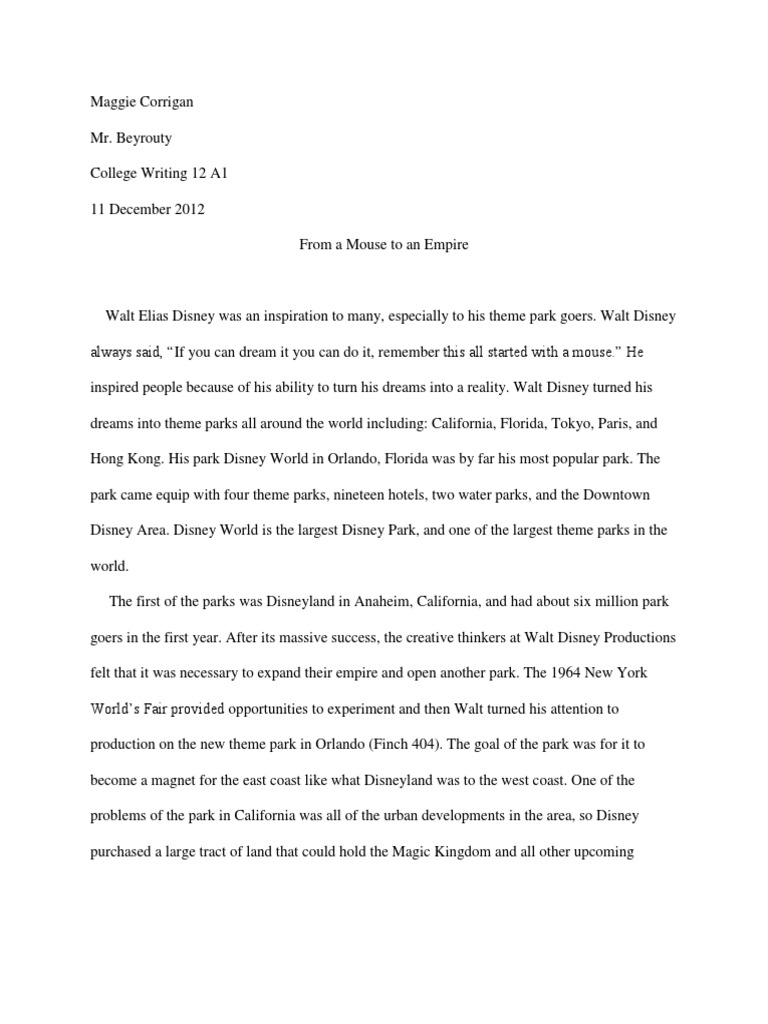 Research paper on walt disney picture