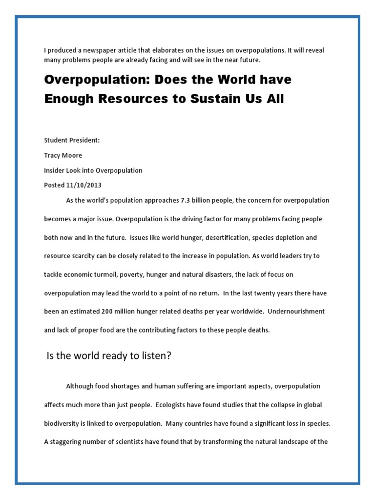 Overpopulation essay 150 words image