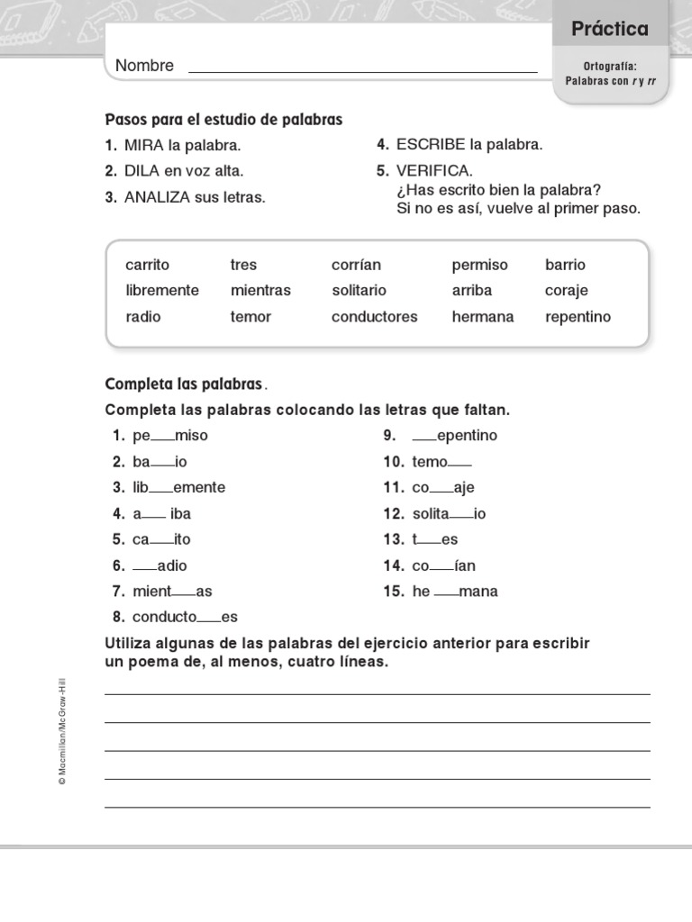 Ejercicios Palabras Con R Rr
