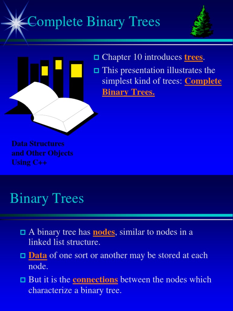 Complete Binary Trees: Chapter 10 Introduces - This Presentation ...