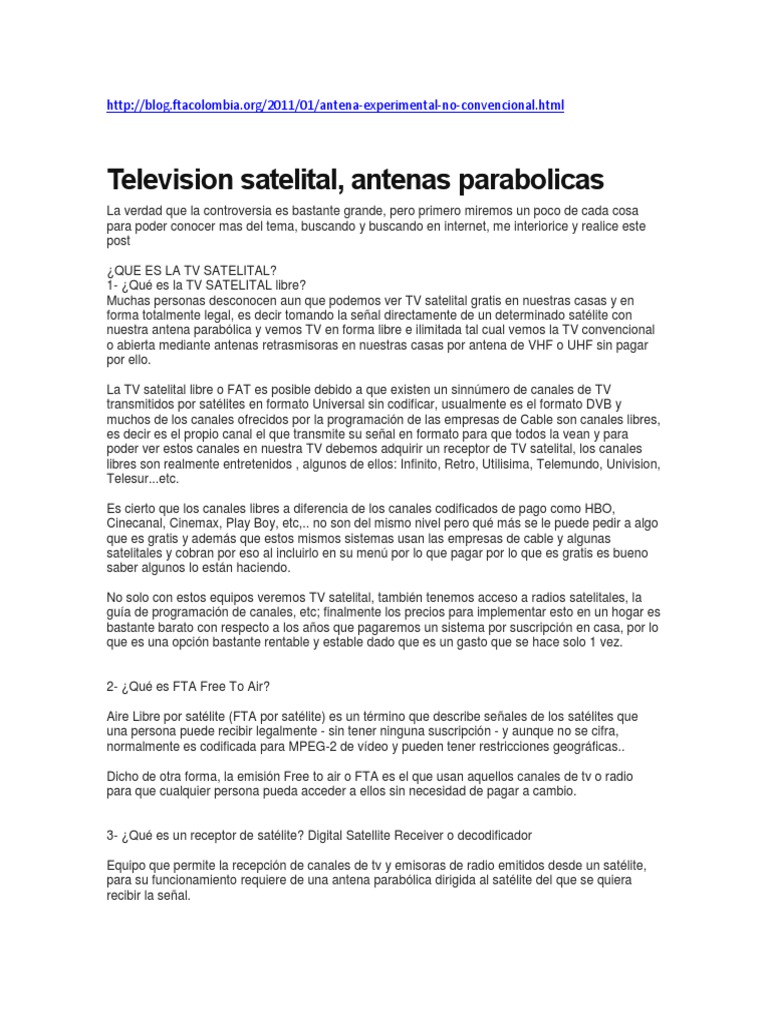 Television Satelital, PDF, Televisión via satélite