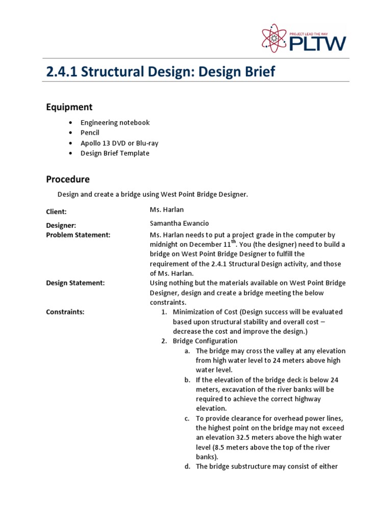 Design Brief Pdf Strength Of Materials Truss
