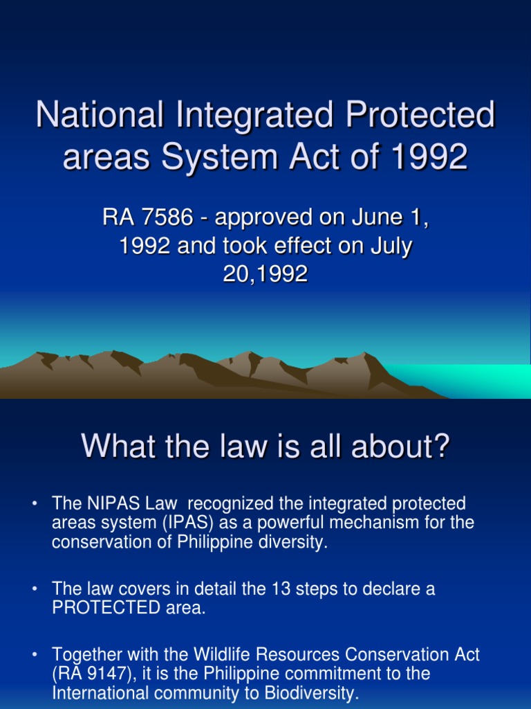 National integrated protected areas system act of 1992 pdf
