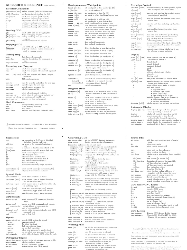 GDB Refcard A4 | PDF