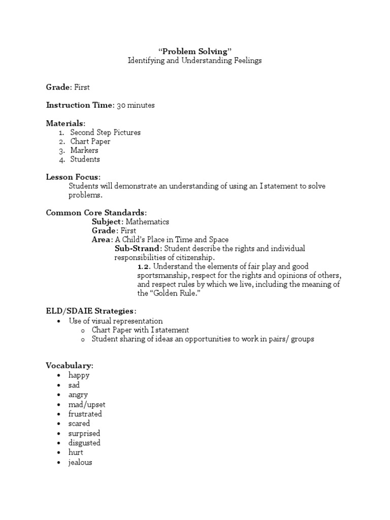 Action Plan Lesson 4 - Problem Solving For Posting | PDF | Anger | Emotions