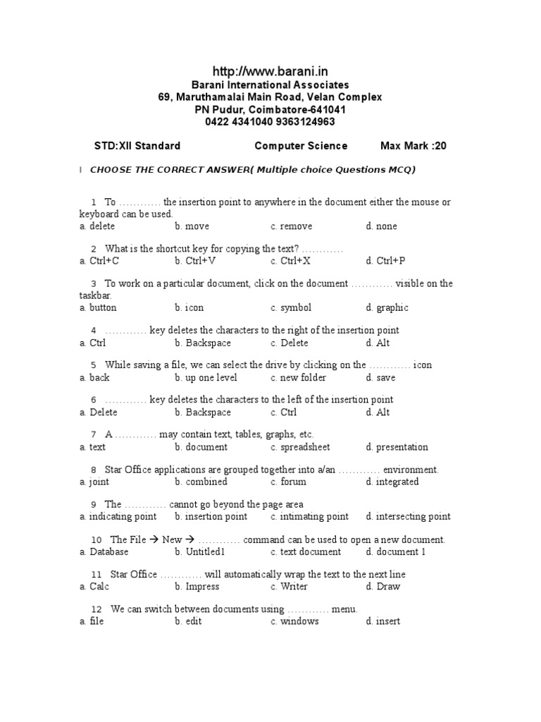 Computer Science MCQ Question Bank | PDF | Icon (Computing) | Keyboard ...