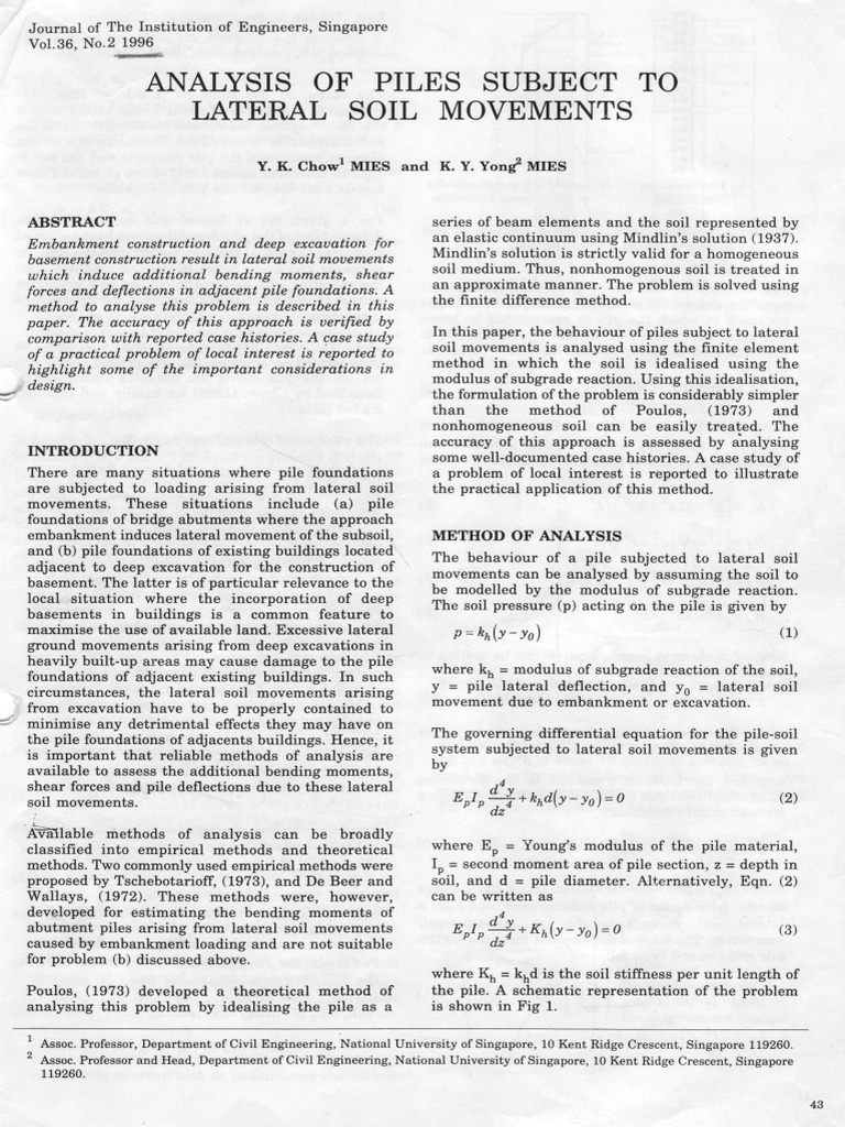 Analyzing Pile Foundations Under Lateral Soil Movements | PDF | Deep ...
