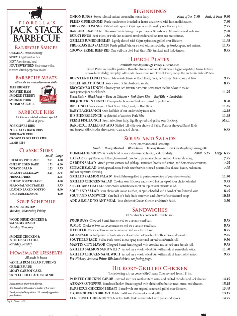 JSBBQ Dining Menu | PDF | Barbecue | Sausage