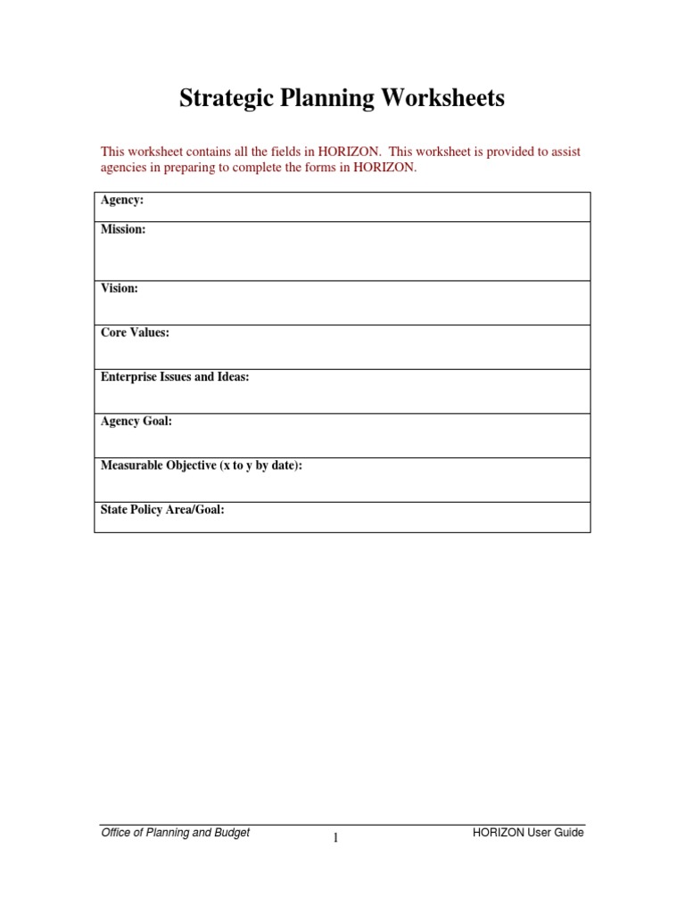 Strategic Planning Worksheet Guide | PDF | Strategic Management ...