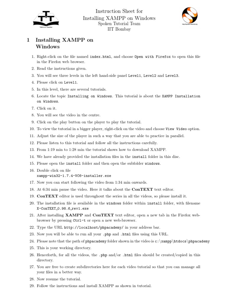 XAMPP FAQS FOR WINDOWS visual data 8