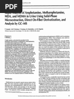 Rapid Analysis of Amphetamine, Methamphetamine, MDA and MDMA in Urine Using Solid Phase Microextraction, Direct On Fiber Derivatization and Analysis by GCMS