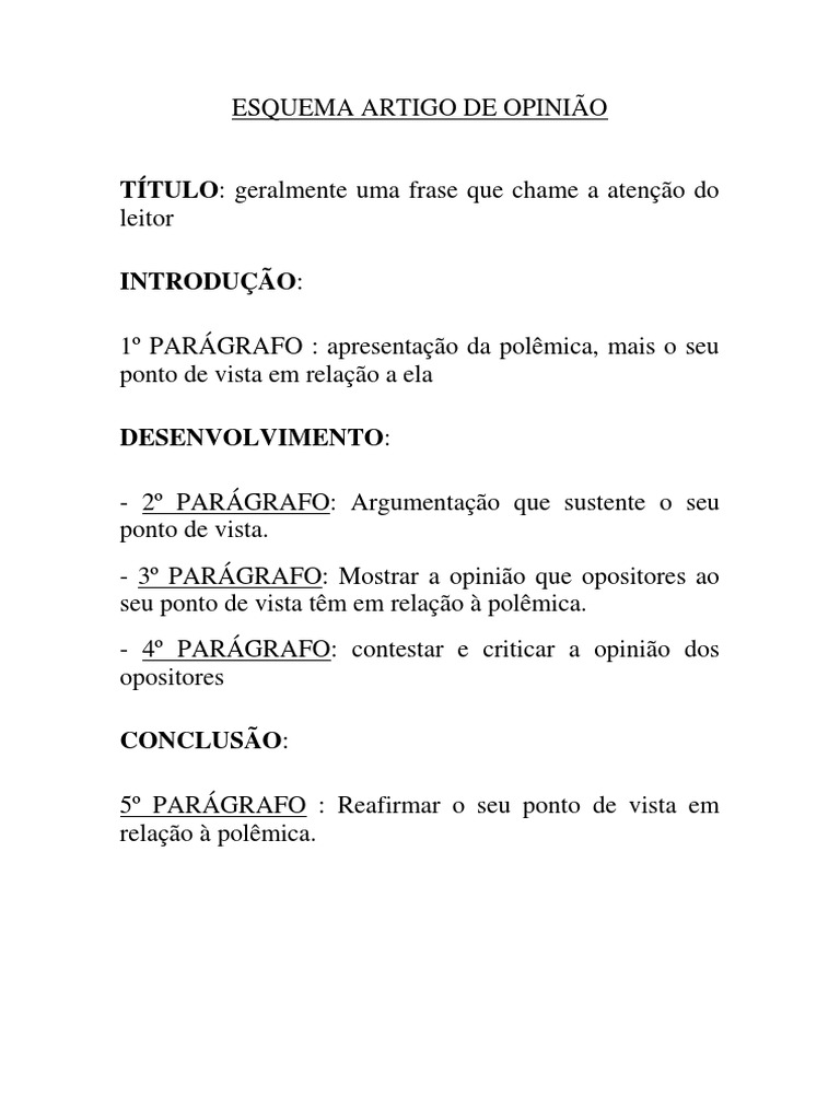 Estrutura do Artigo de Opinião | PDF