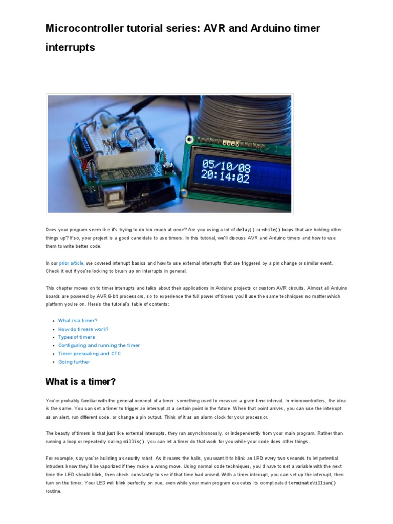 Arduino Timer Interrupts | PDF | Timer | Arduino