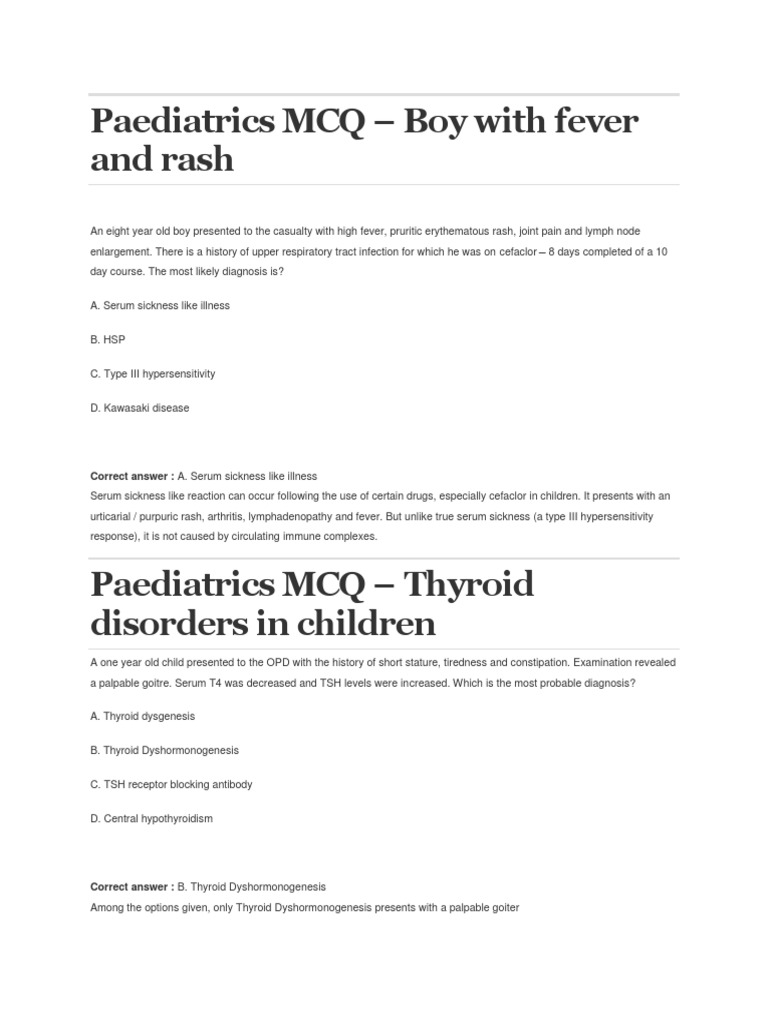 Paediatrics MCQ Thyroid Antibody