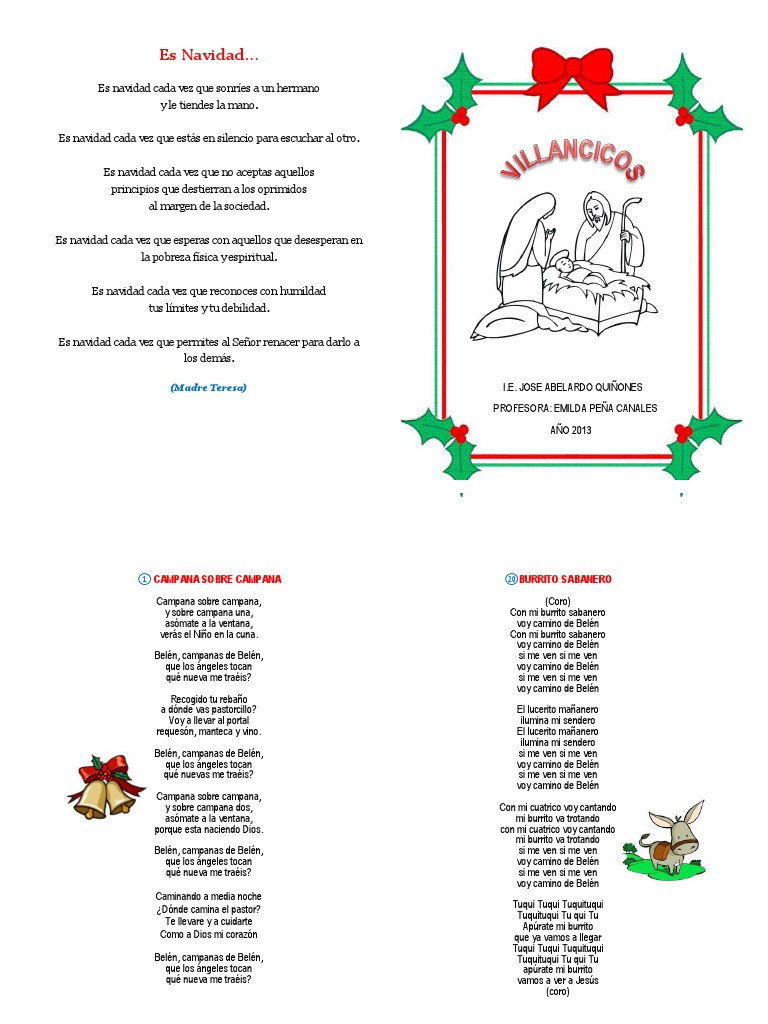Villancicos Navideños para Imprimir | PDF | Nochebuena | Navidad