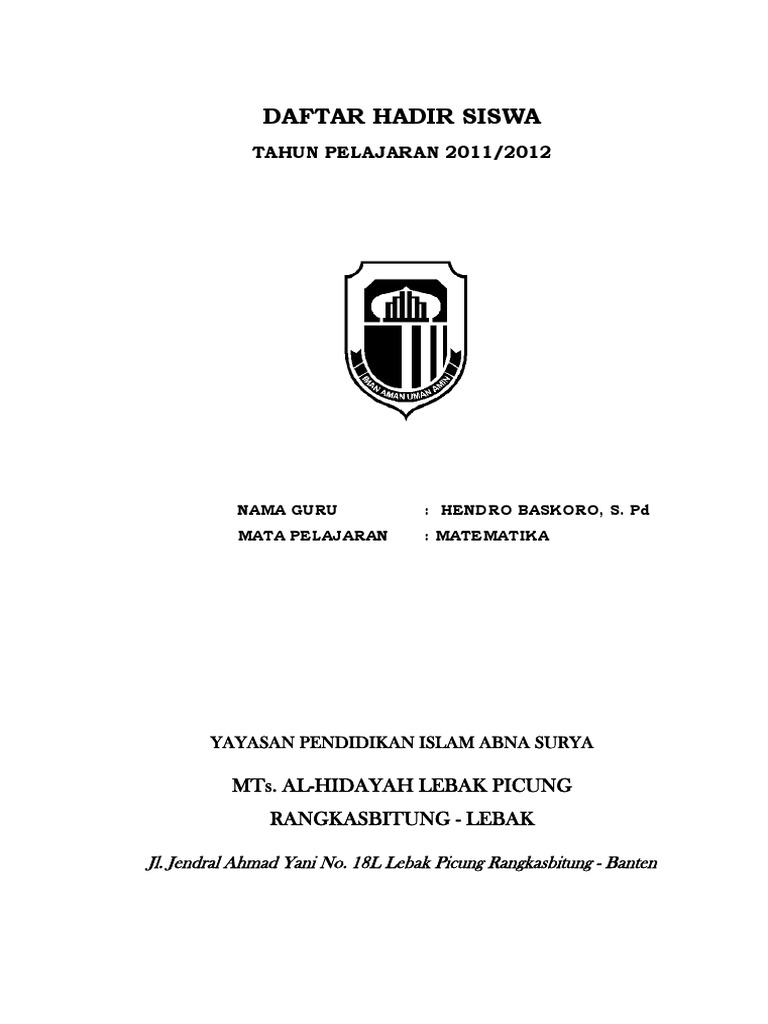 Contoh Cover Daftar Hadir