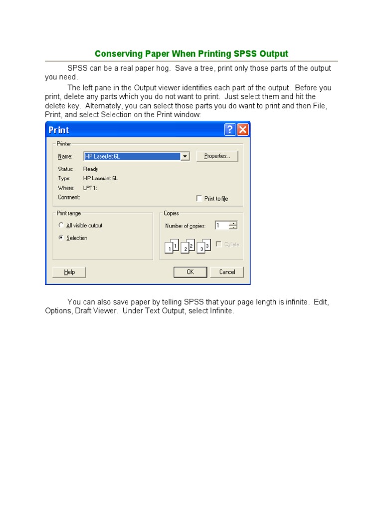 Save Paper When Printing SPSS Output | PDF