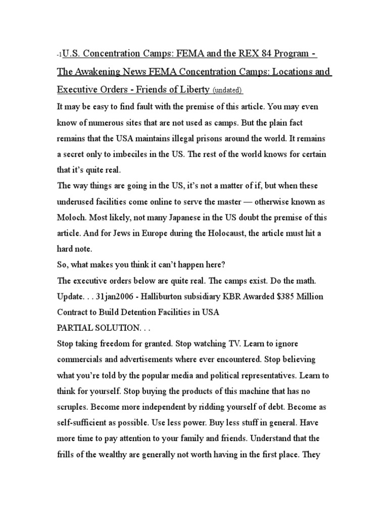 FEMA Camps and the REX 84 Program | PDF | Disaster And Accident | Prison