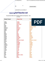Irregular Simple Past and Past Participle Verb Forms From MyEnglishTeacher PDF
