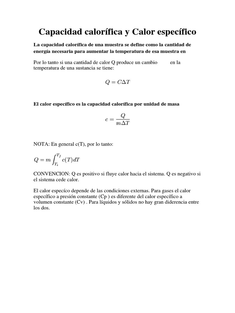Capacidad calorífica y Calor específico