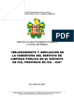 Mejoramiento, Ampliacion de La Cobertura Del Servicio de Limpieza Publica, Provincia de Ica - Ica