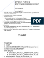Corporate Planning Planning Paper (Final Course Requirement)