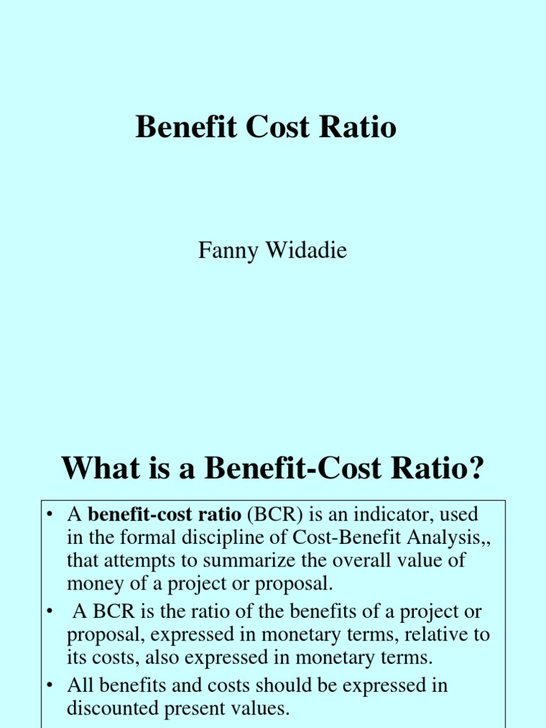 Benefit Cost Ratio PDF CostBenefit Analysis Economics