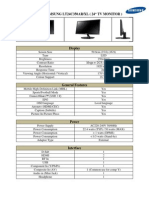 Data Sheet For Samsung LED TV Monitor LT24C350AR/XL