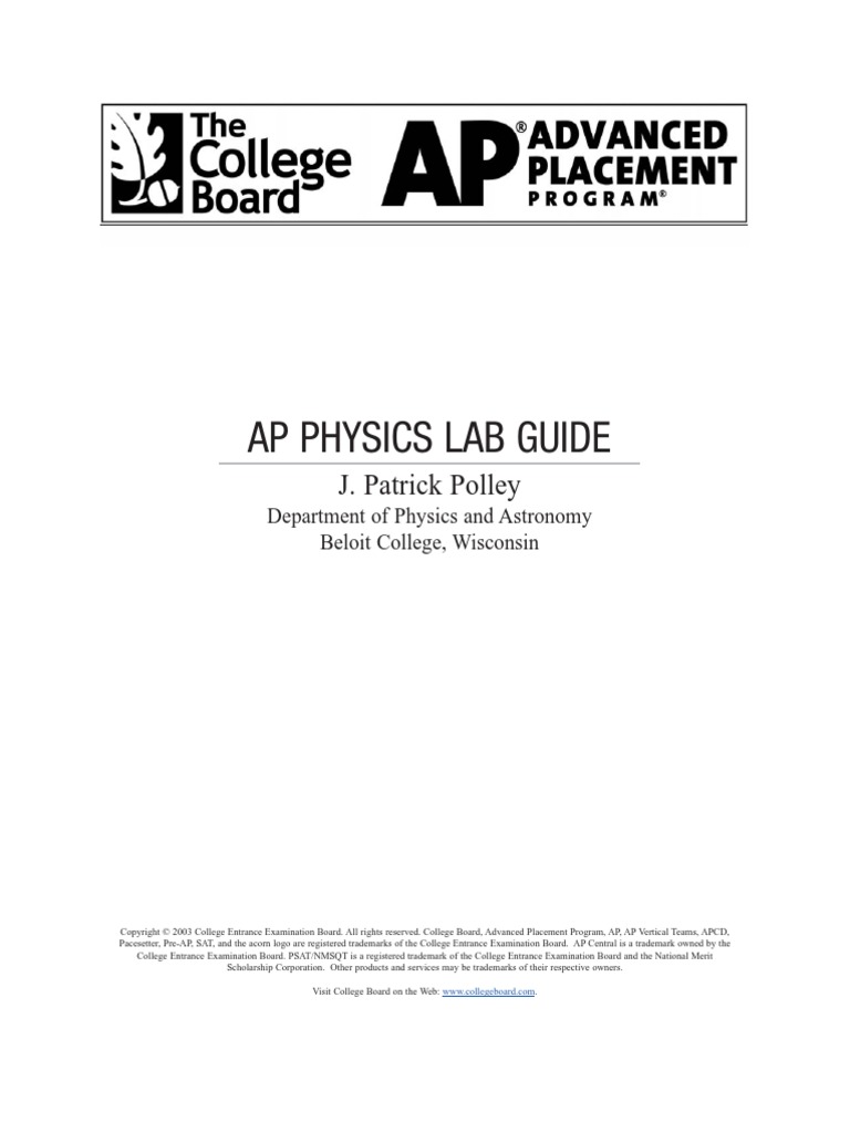 AP Physics Lab Guide PDF Advanced Placement Qualifications