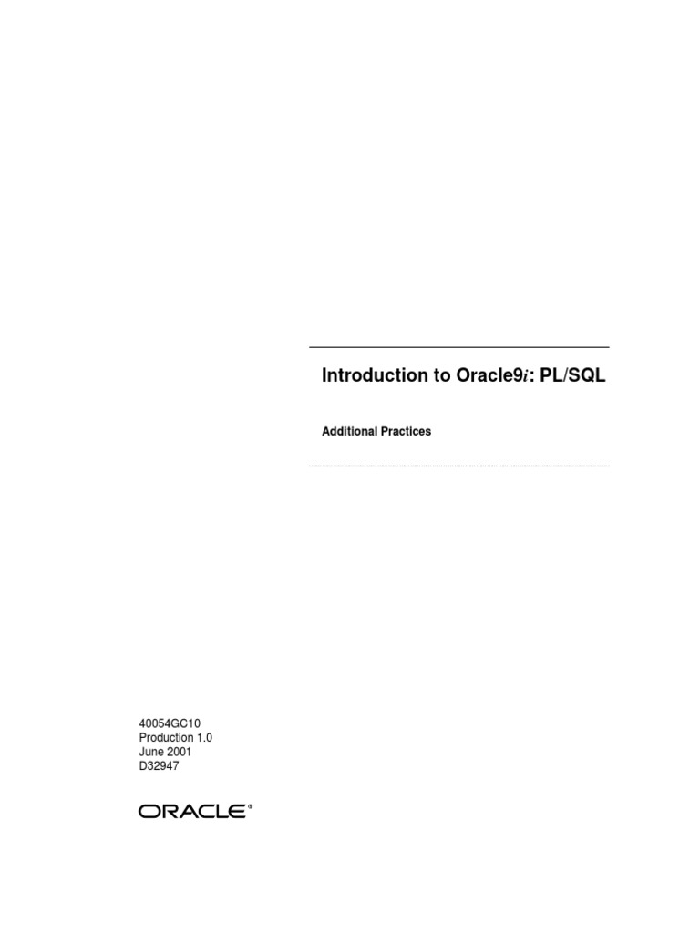 Introduction To Oracle 9 iPL-SQL | PDF | Business