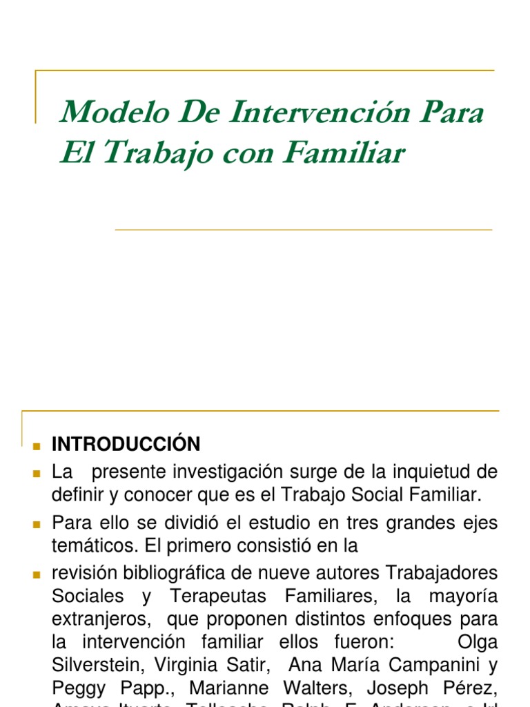 Modelo De Intervención Para El Trabajo con Familiar