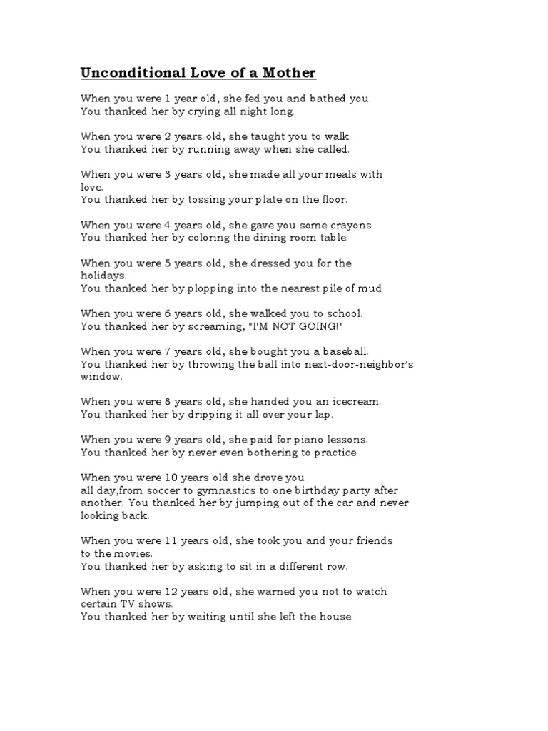 Beautiful Poetry About Mothers Family &amp; Unconditional Love