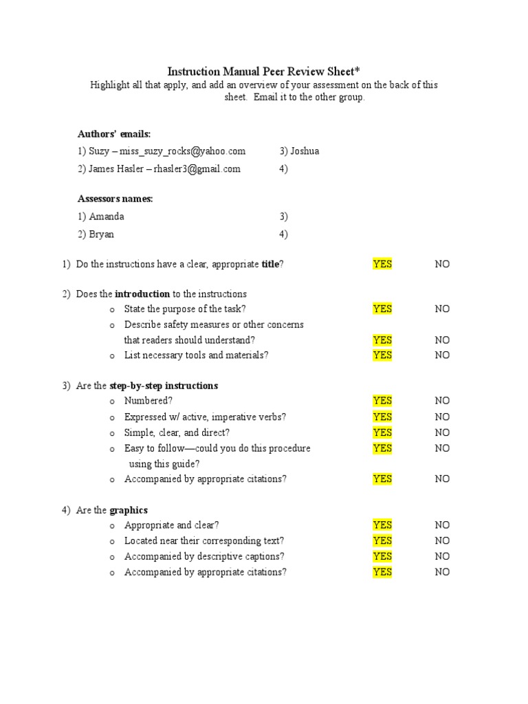 Instruction Manual Review Guide | PDF