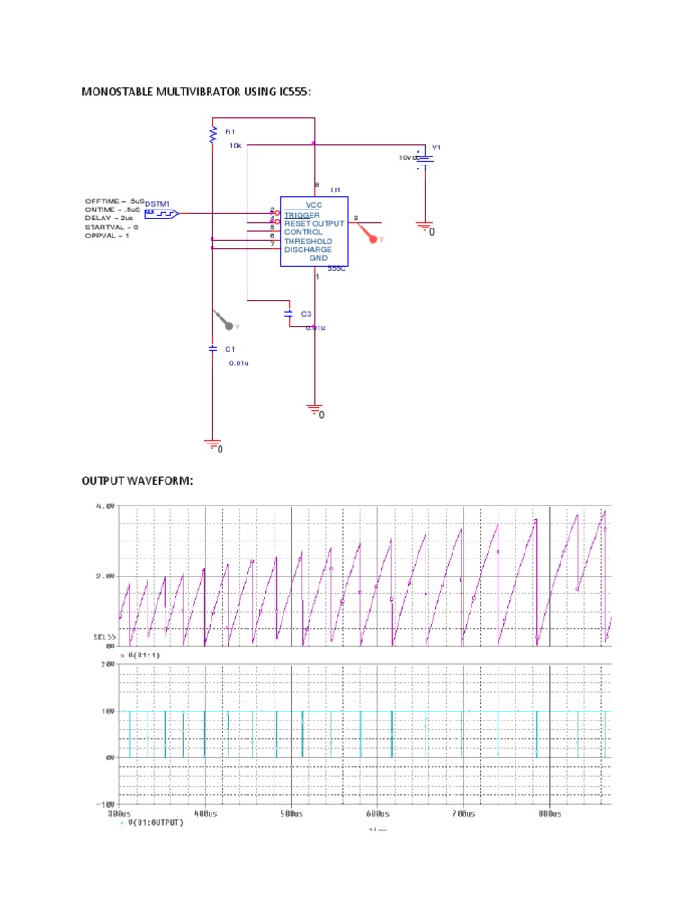 Monostable Multivibrator with IC 555 | PDF