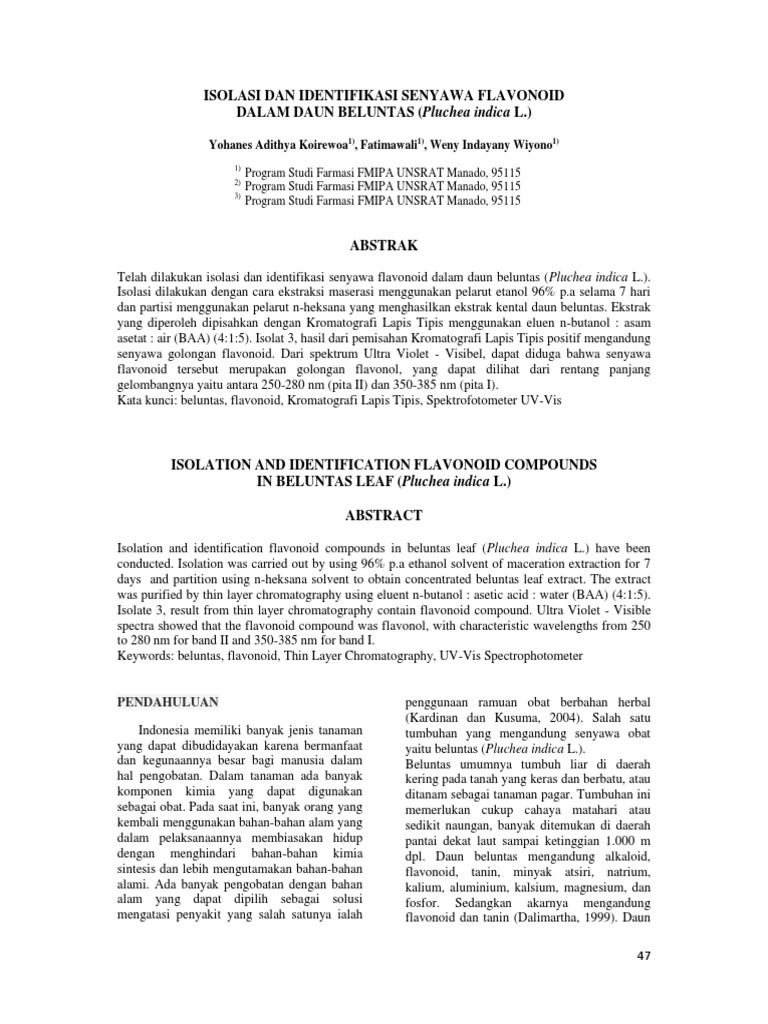 Isolasi Dan Identifikasi Senyawa Flavonoid