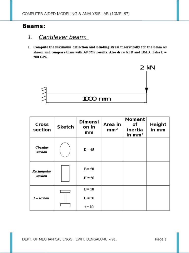 Beam Analysis with ANSYS Results | PDF | Bending | Beam (Structure)